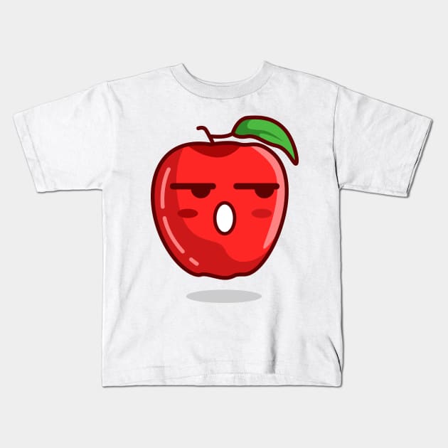 wow react emoji apple Kids T-Shirt by Rizkydwi